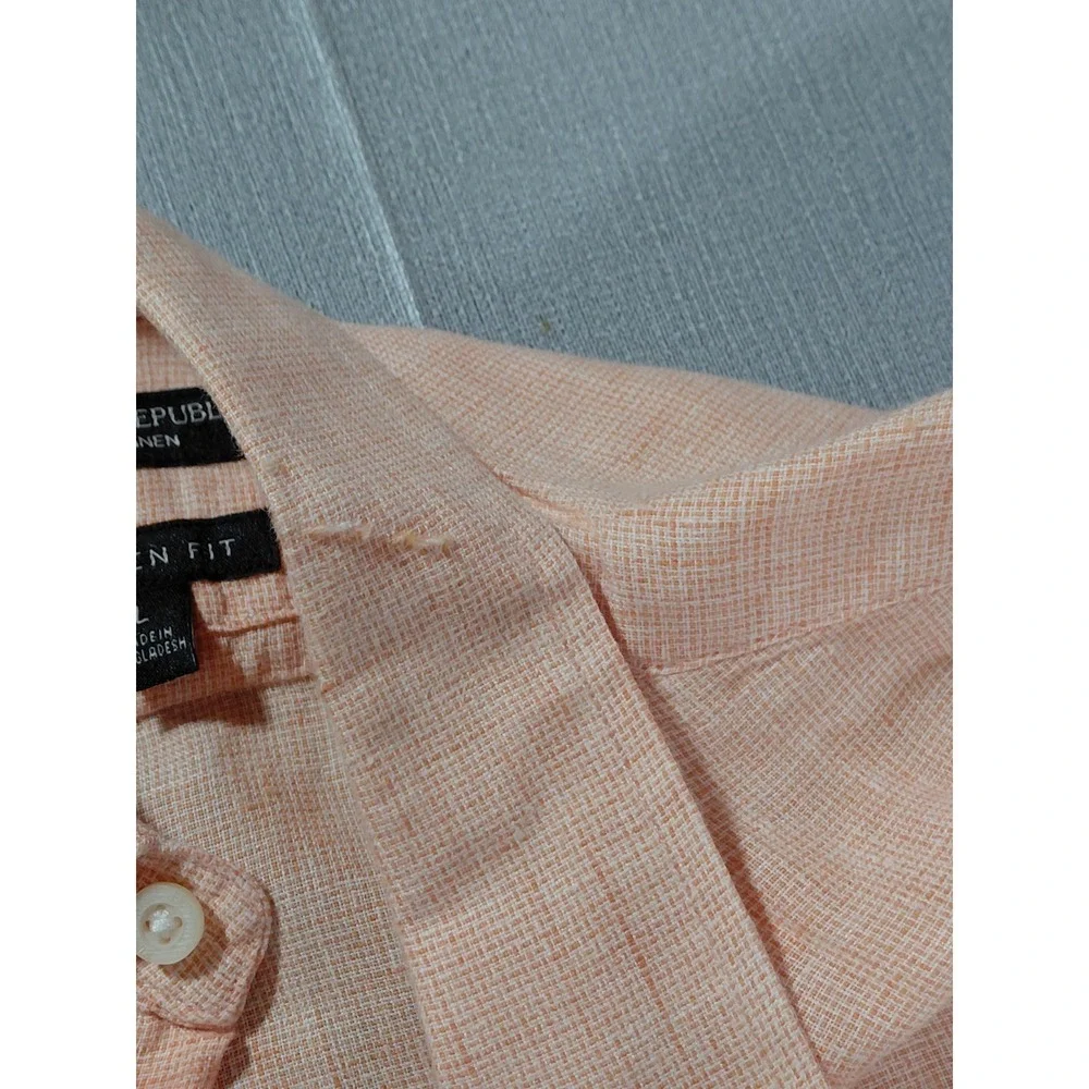 Banana‎ Republic Camden Fit Linen Button Down Shirt Men's LG Long Sleeve Orange